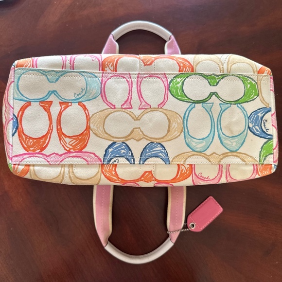 Coach Hampton Scribble Canvas Bag Tote Multicolor Y2K *FLAWED* - Picture 15 of 16